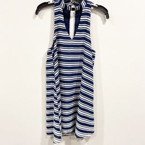 Lulus Blue & White Striped Halter Swing Dress